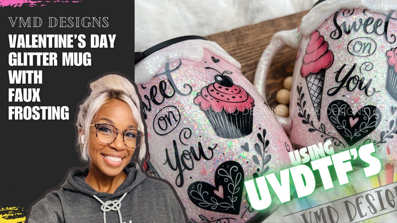 VALENTINE'S DAY MUG W/ FAUX FROSTING- Making a glitter mug perfect for your sweetheart #glitter #fyp