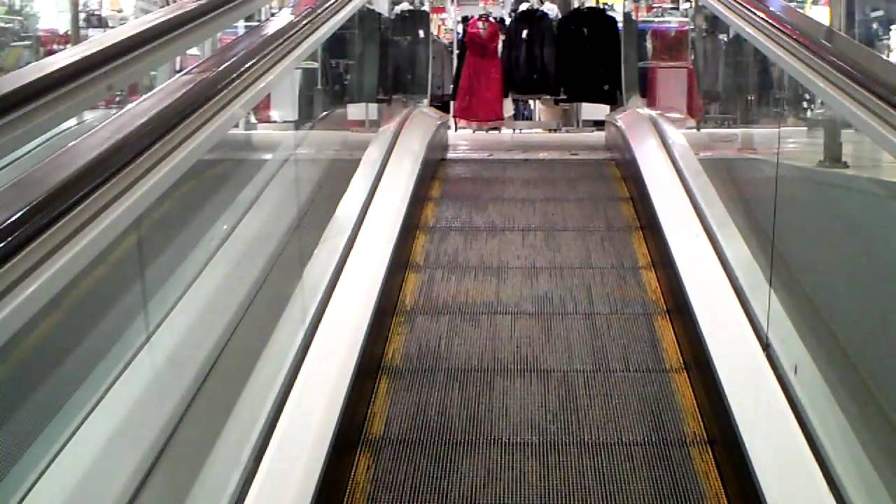 2 old wierd flat Thyssen escalators @ Shopping Mall Straen in Stavanger, Norway