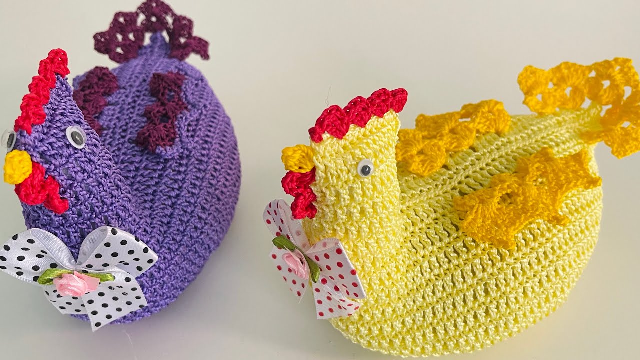 Galinha de crochê peso de porta passo a passo