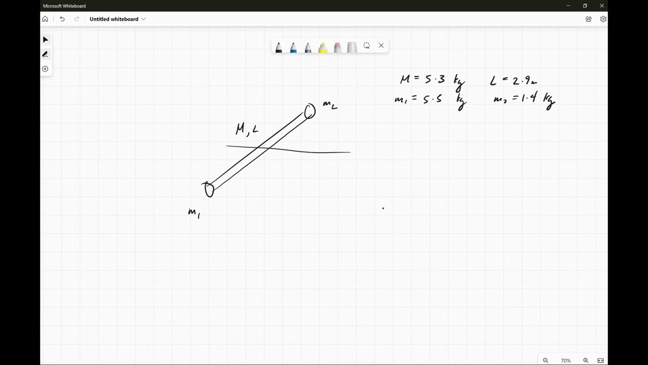 A uniform rigid rod with mass Mr = 5.3 kg, length L = 2.9 m rotates in the vertical xy plane about &hellip;