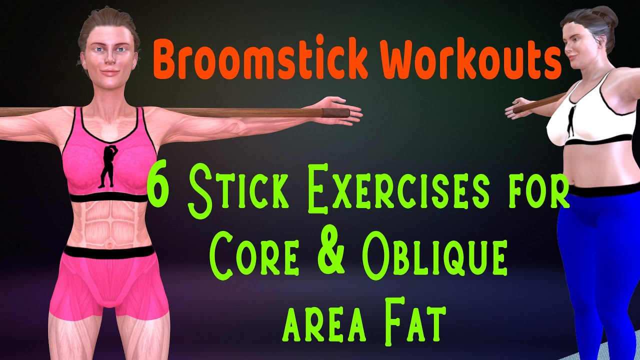 Broomstick Workouts for Stubborn Belly fat | 6 Stick Exercises for Core and Oblique area Fat
