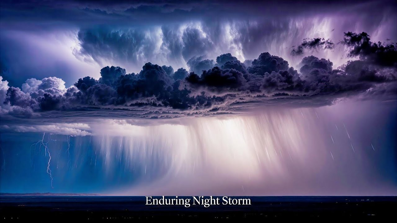 Enduring Night Storm | 12 Hours of Rain, Gentle Lightning & Deep Inner Peace