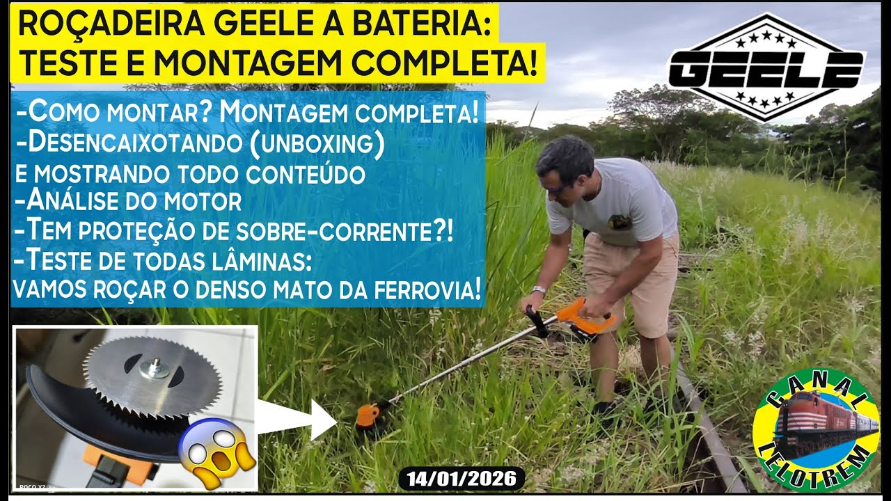 1093-TESTE ROÇADEIRA GEELE A BATERIA: SERÁ QUE PRESTA? MONTAGEM COMPLETA E TESTES NO MATO DENSO! LEL