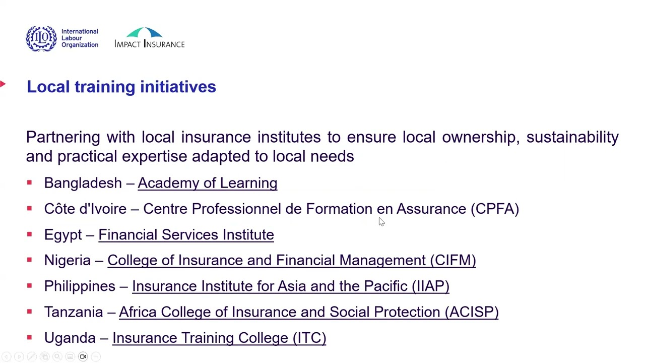 Webinaires OIT-MiN. Webinaire 3 – Renforcement des capacités techniques en assurance inclusive