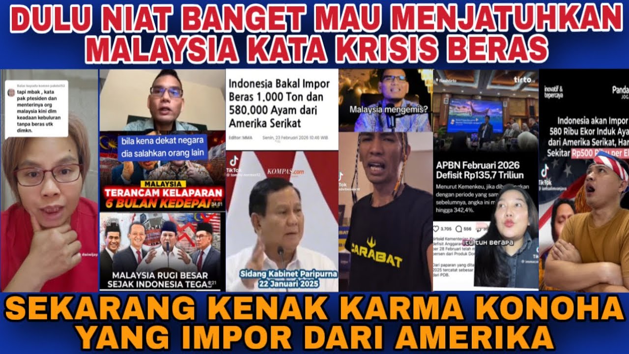 DULU RENDAHKAN MALAYSIA‼️KRISIS BERAS SEKRANG INDONESIA MALAH IMPOR DARI AMIRIKA‼️