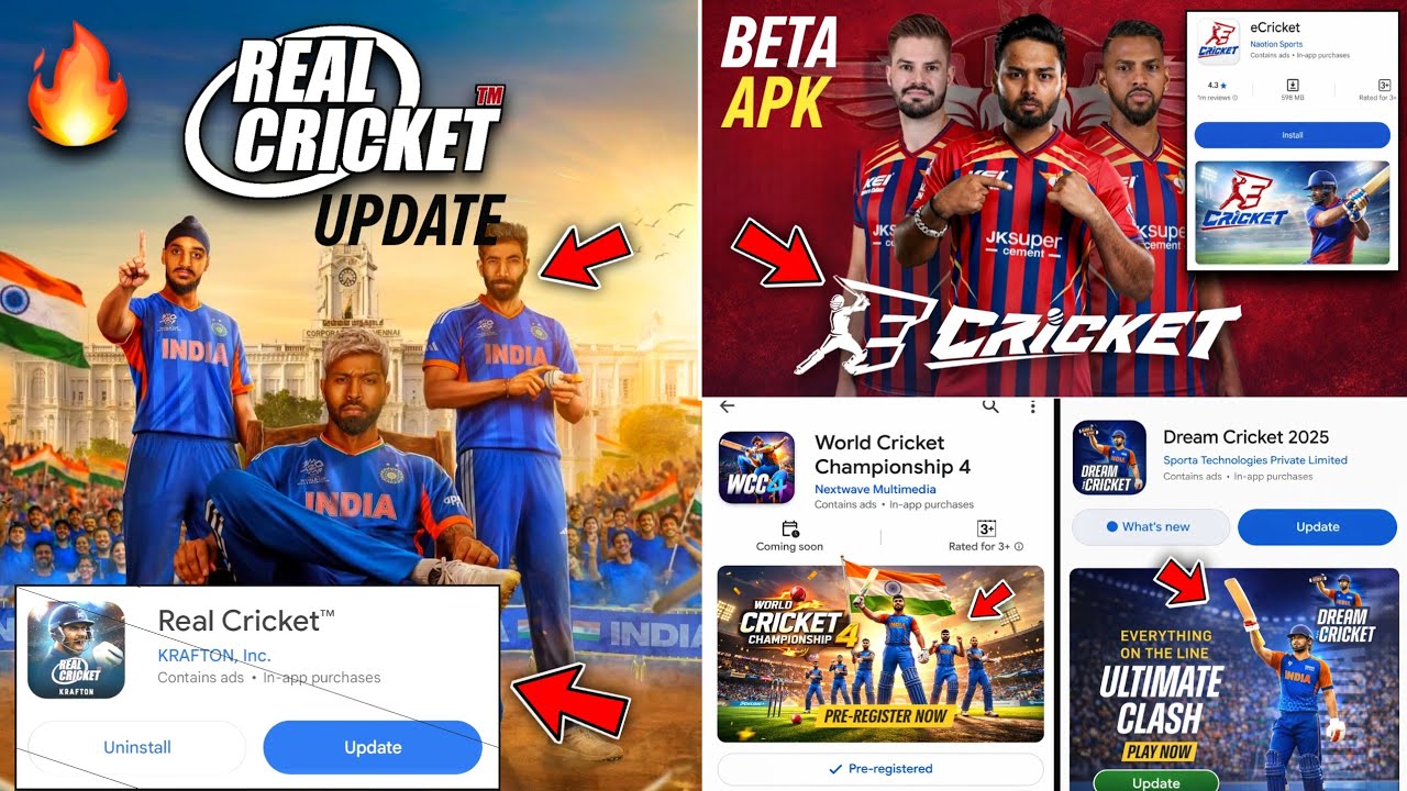 Real Cricket 4.7 Update 😱 E Cricket Beta Apk 😍 WCC4 V1 Playstore 🔥 Dream Cricket 25 Update