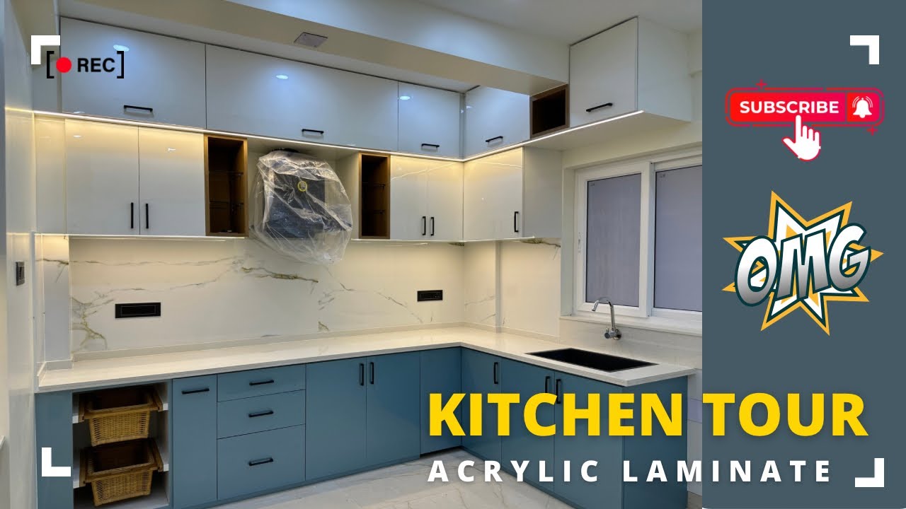 10’ x 4’ Open Modular Kitchen Design | Latest Modular Kitchen Design | Acrylic Laminate Kitchen