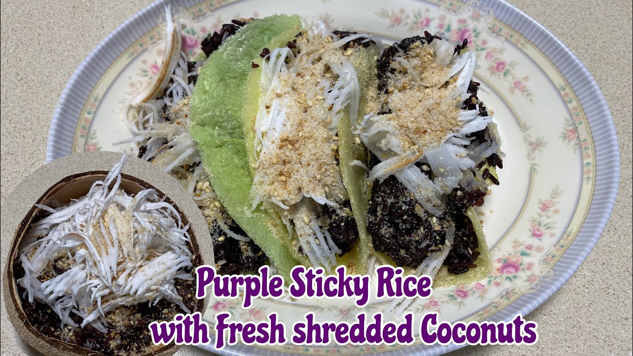 Purple Rice with Fresh Coconuts Vietnamese Dessert