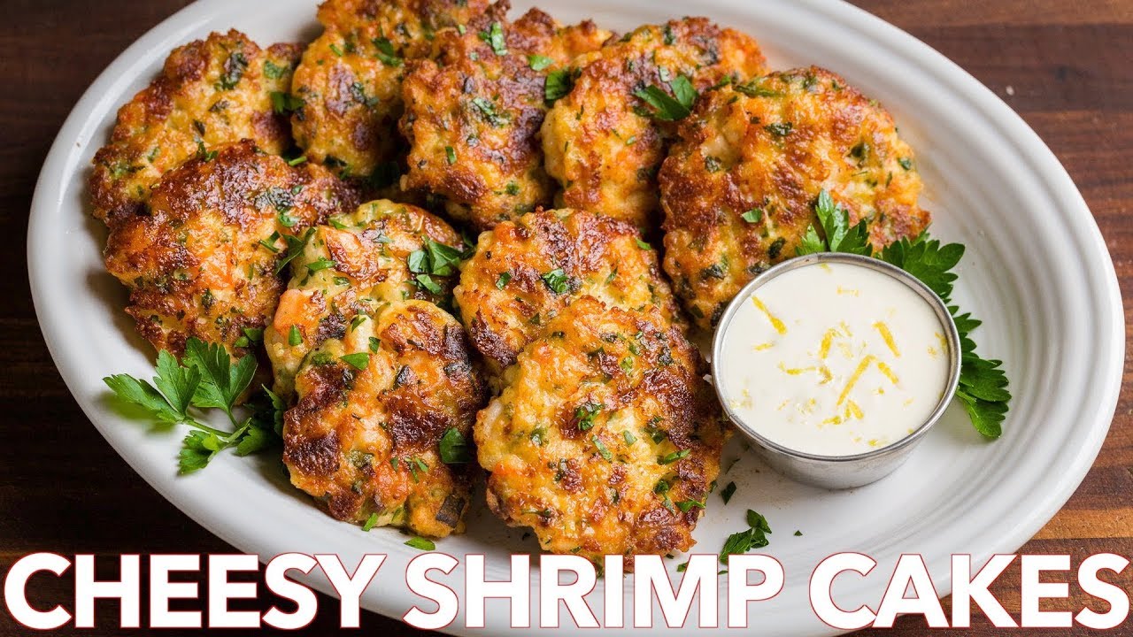 Cheesy Shrimp Cakes Recipe with  Lemon Aioli Sauce
