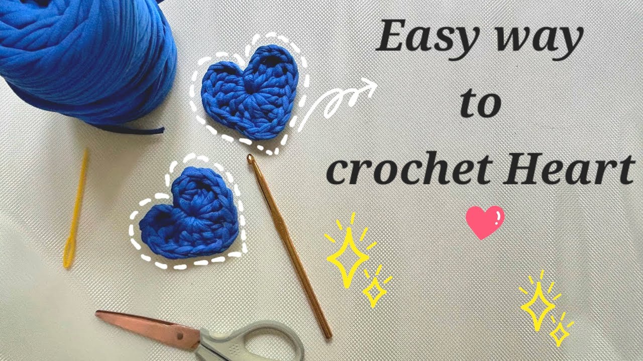 Easy way to crochet a heart using tshirt yarn- for beginners