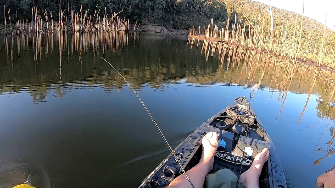 Kayak fishing trolling and fishing with blades