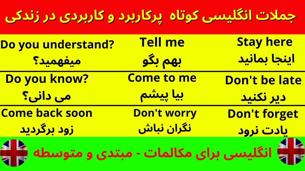 جملات انگلیسی کوتاه و پرکاربرد روزمره - انگلیسی مبتدی