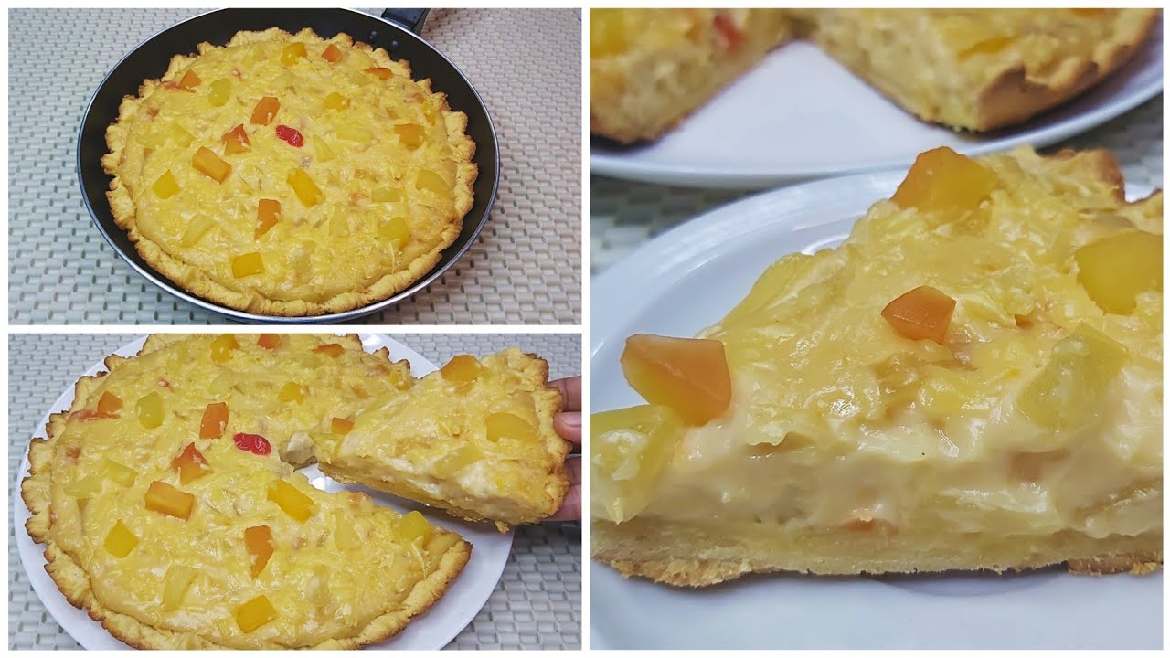 FRUIT COCKTAIL PIE in Fry Pan | No Oven Fruit Pie