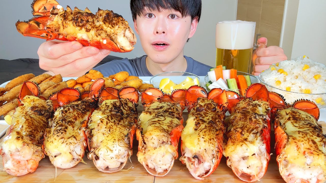 ASMR Grilled Lobster with Cheese EATING SOUNDS | MUKBANG