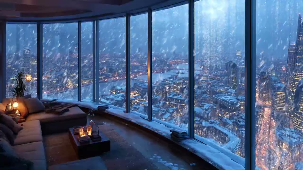 Snowy City at Night | Smooth Jazz and Winter Lights for Relaxing Evenings and Peaceful Study Time