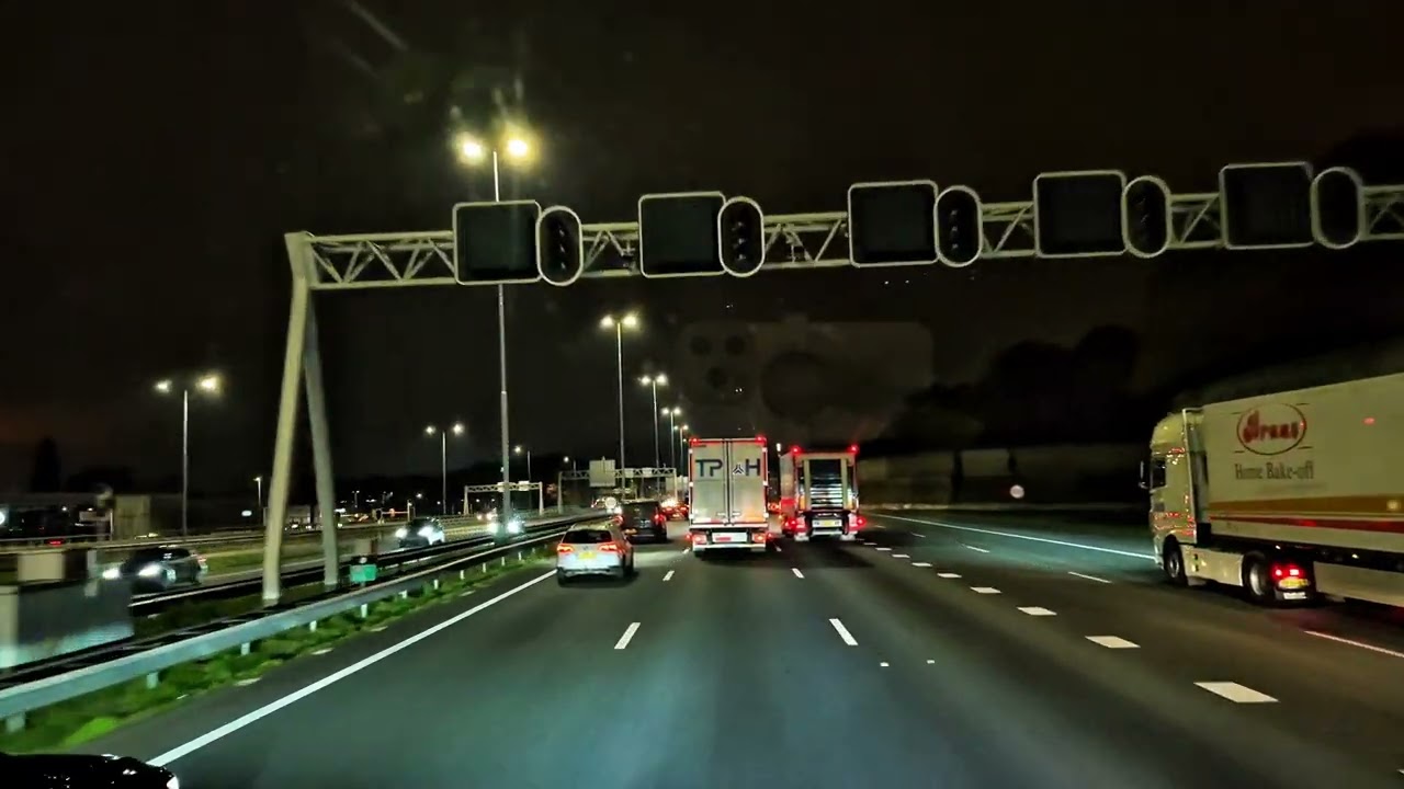 Раннее утреннее движение по A16 | Из Бреды в Роттердам в 4K | Понедельничный трафик просыпается
