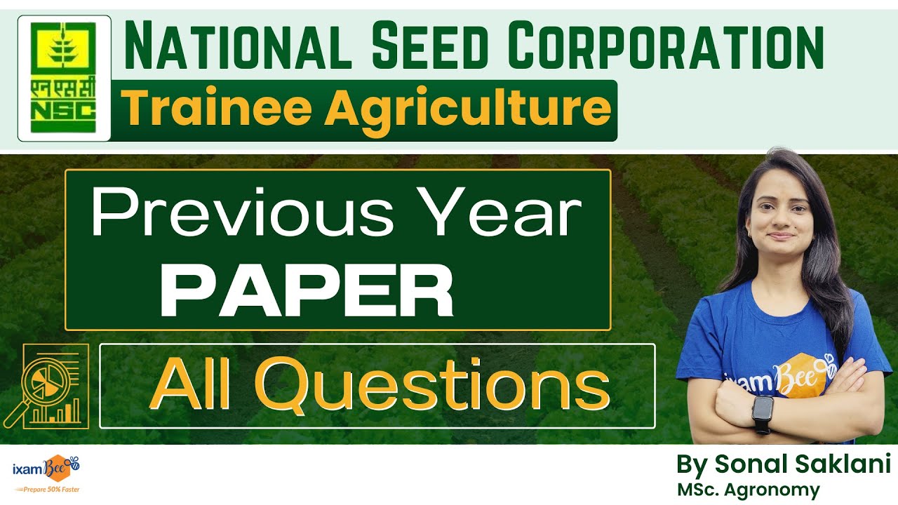 NSC Recruitment 2023 | National Seed Corporation Previous Year Paper | All Questions | By Sonal Mam