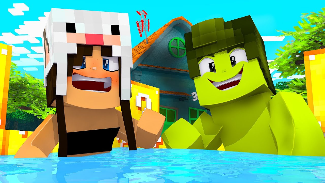 ENFRENTEI A PISCINA DE LUCKY BLOCK DE BIQUÍNI NO MINECRAFT !