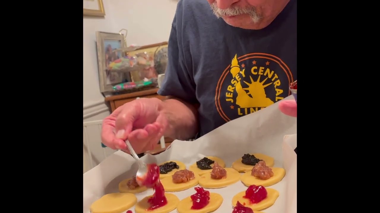 We made Pignoli, maraschino cherry, and almond, cherry, and poppy seed Pizzicati cookies