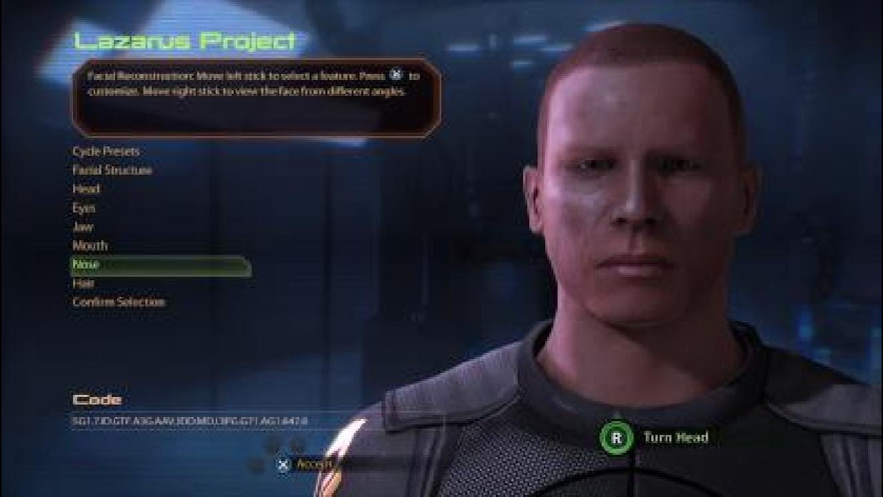 PS5 Mass Effect 2 Legendary Edition Male Shepard Creation Options