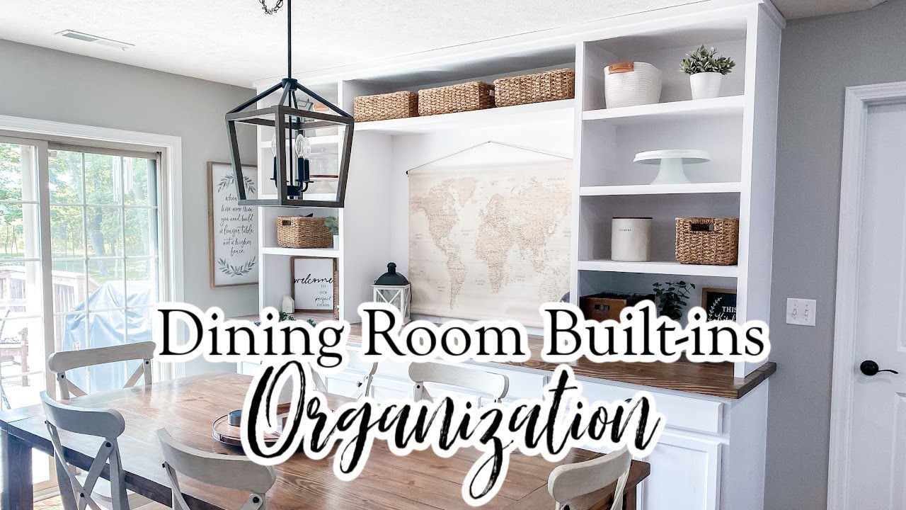 DINING ROOM BUILT-INS ORGANIZATION TOUR | HOMESCHOOL STORAGE AND ORGANIZATION