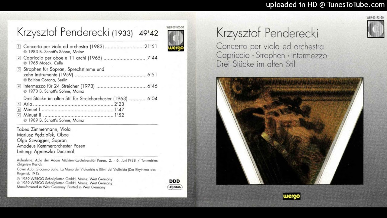 Krzysztof Penderecki - Capriccio per oboe e 11 archi (M. Pędziałek, Amadeus Kammerorchester Posen)