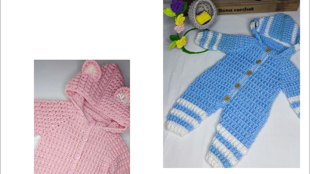 سالوبيت بيبي كروشيه / طقم مواليد كروشيه / chrochet baby romper من 0-12 شهر