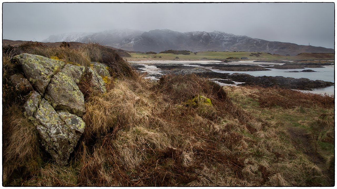 Landscape photography on a rainy Scottish beach.