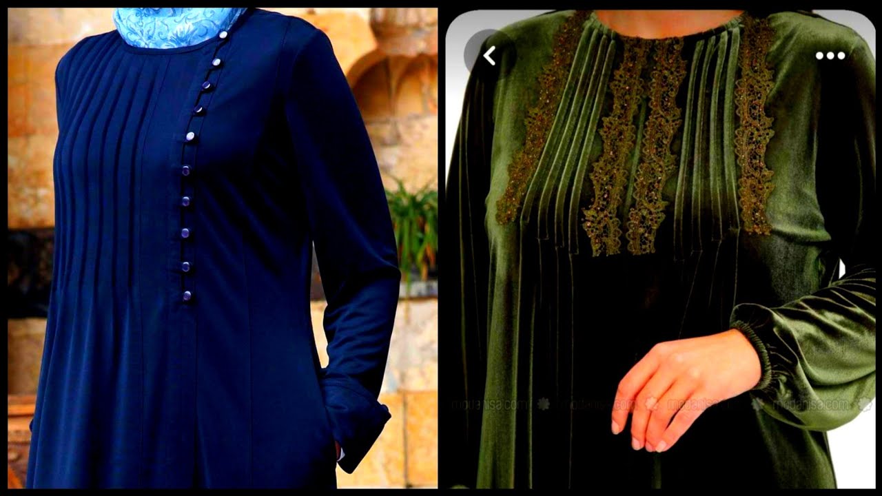 Modest and Stylish Women Summers Abaya Pleated Neck Design Ideas