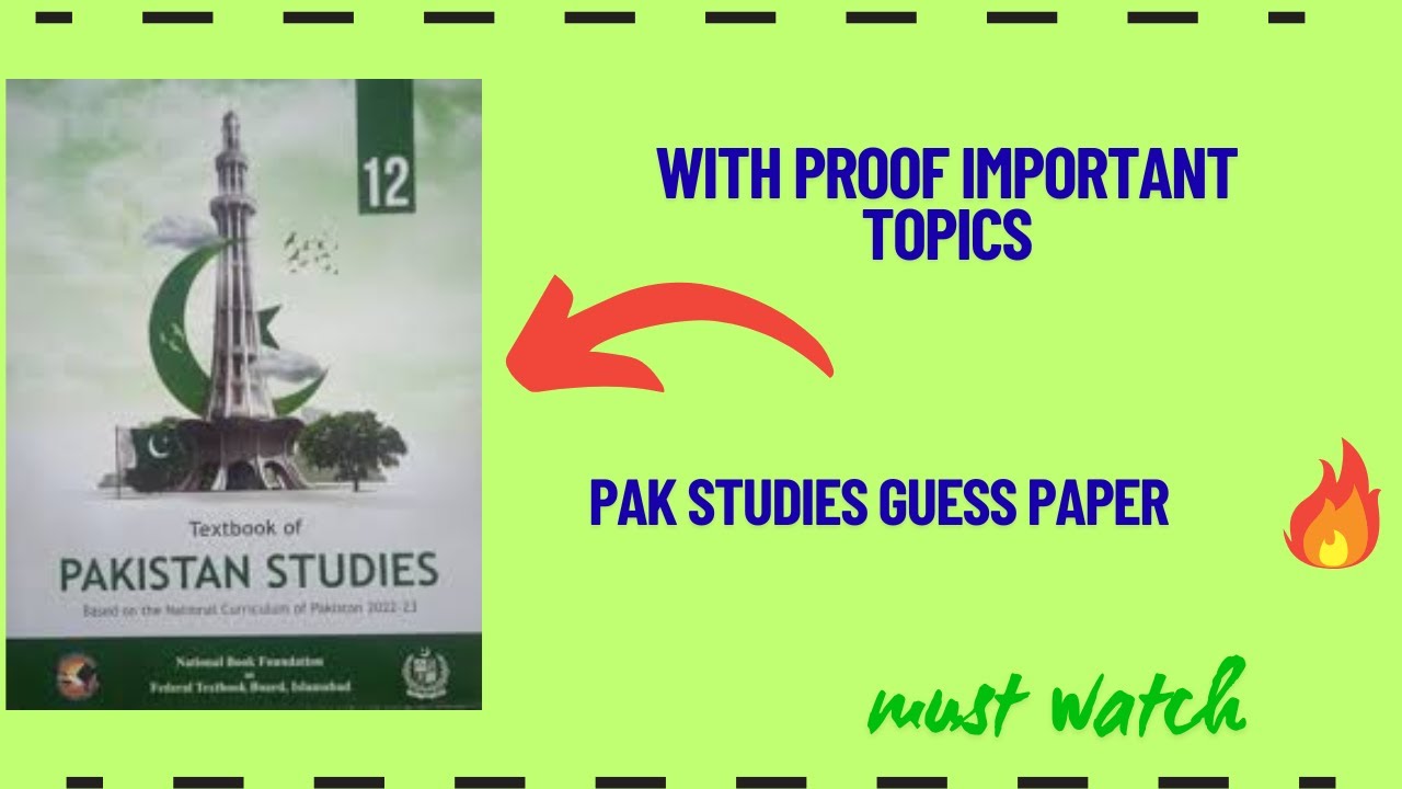 Class 12 Pakistan Studies (FBISE)  Important Topics & Short Questions &ndash; Guess Paper #fbise #pakistan