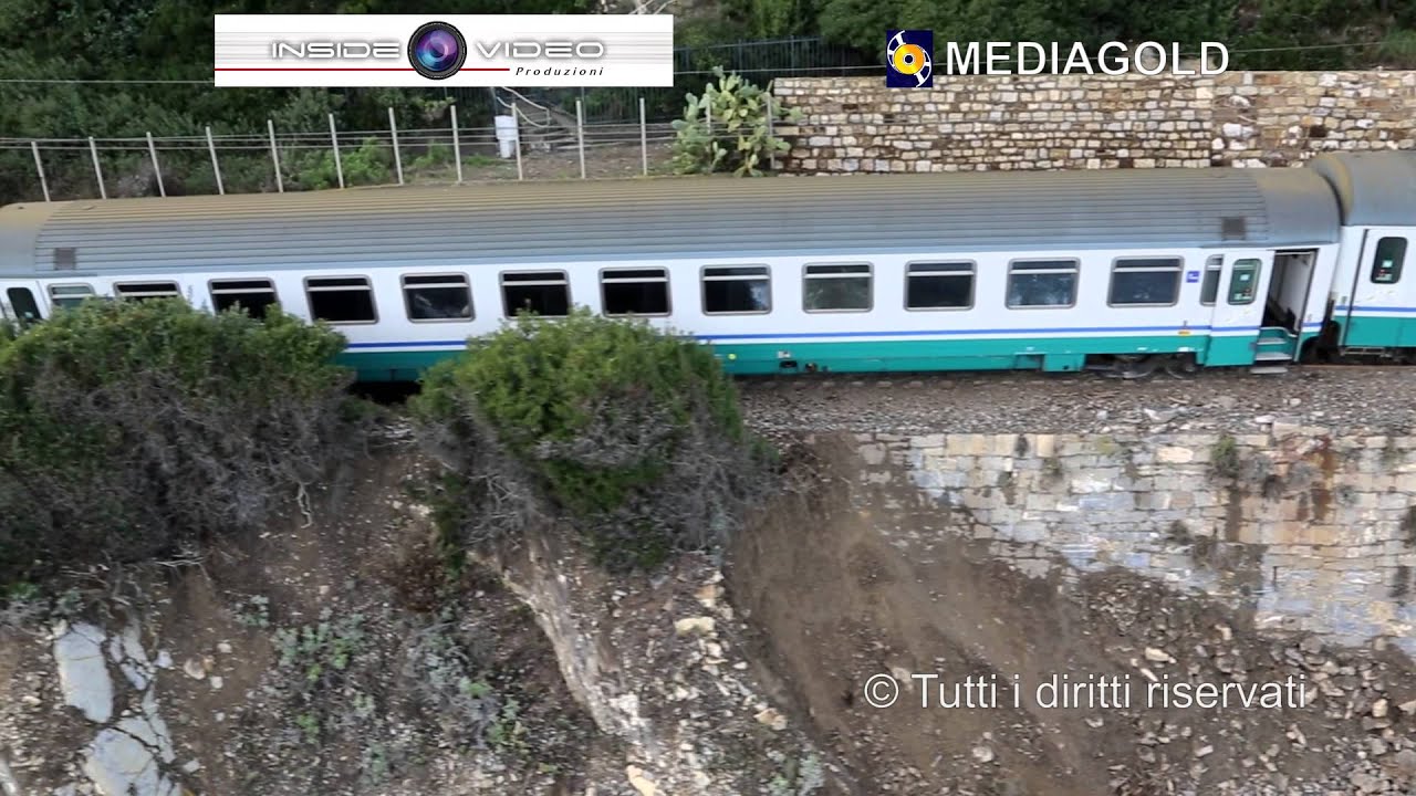 DRONE SU TRENO DERAGLIATO AD ANDORA CAUSA FRANA