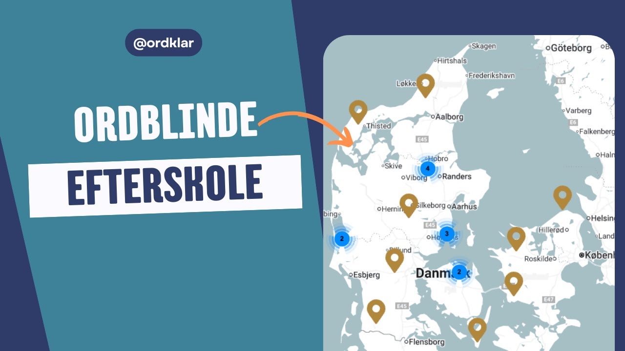 Ordblinde efterskole - Jylland, Fyn og Sj&aelig;lland til ordblinde