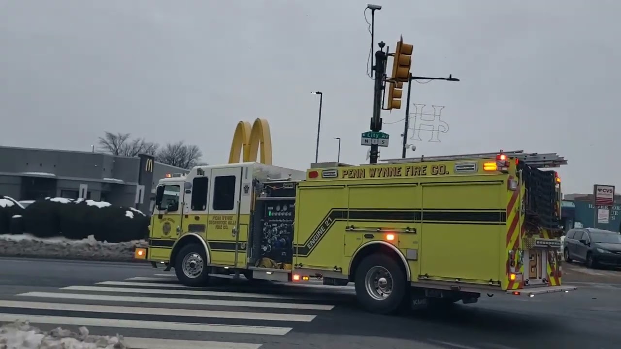 Penn Wynne Fire Company Ladder and Engine Responding and Returning 2-3-26 