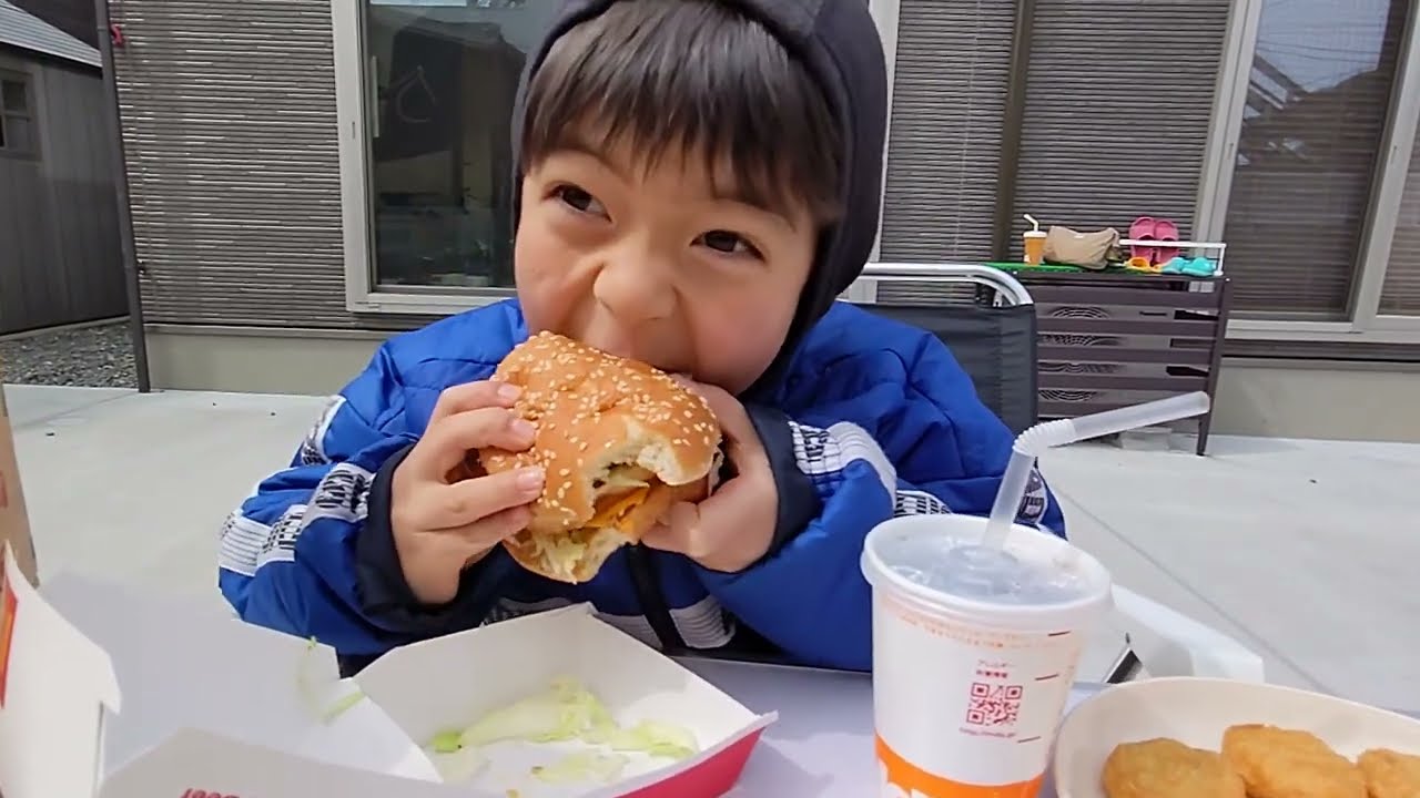 少し大人になったのでビックマックかじってみた😋　＃1436　ひなごんおいちゃんどんちゃん三兄弟vlog
