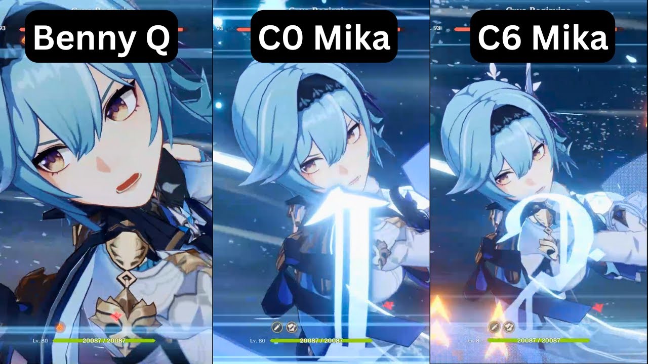 C0 vs C6 Mika vs Bennett buff on Eula