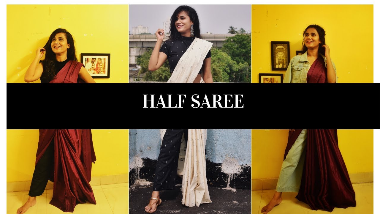 How to wear saree with pants and palazzo | Saree draping tutorial | The Brown Girl