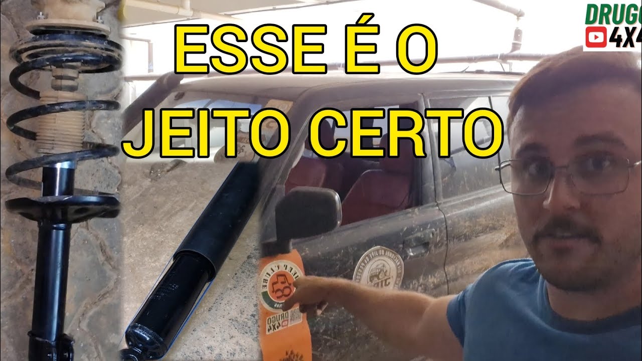 É assim que troca os amortecedores da Pajero TR4 com lift! 