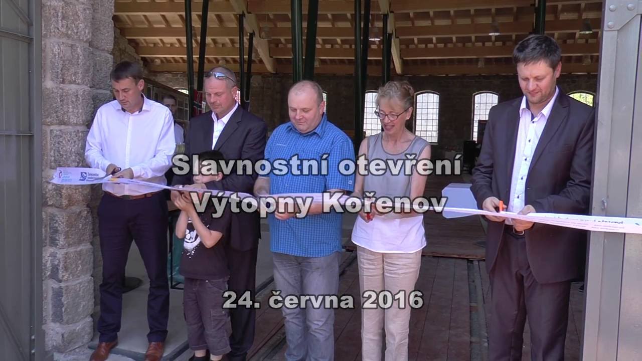 Slavnostní otevření výtopny na nádraží v Kořenově.