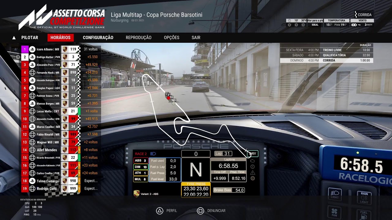 Asseto corsa competizione! Copa Porsche! Liga Multitap Racing! Etapa 6! Nurburgring GP.