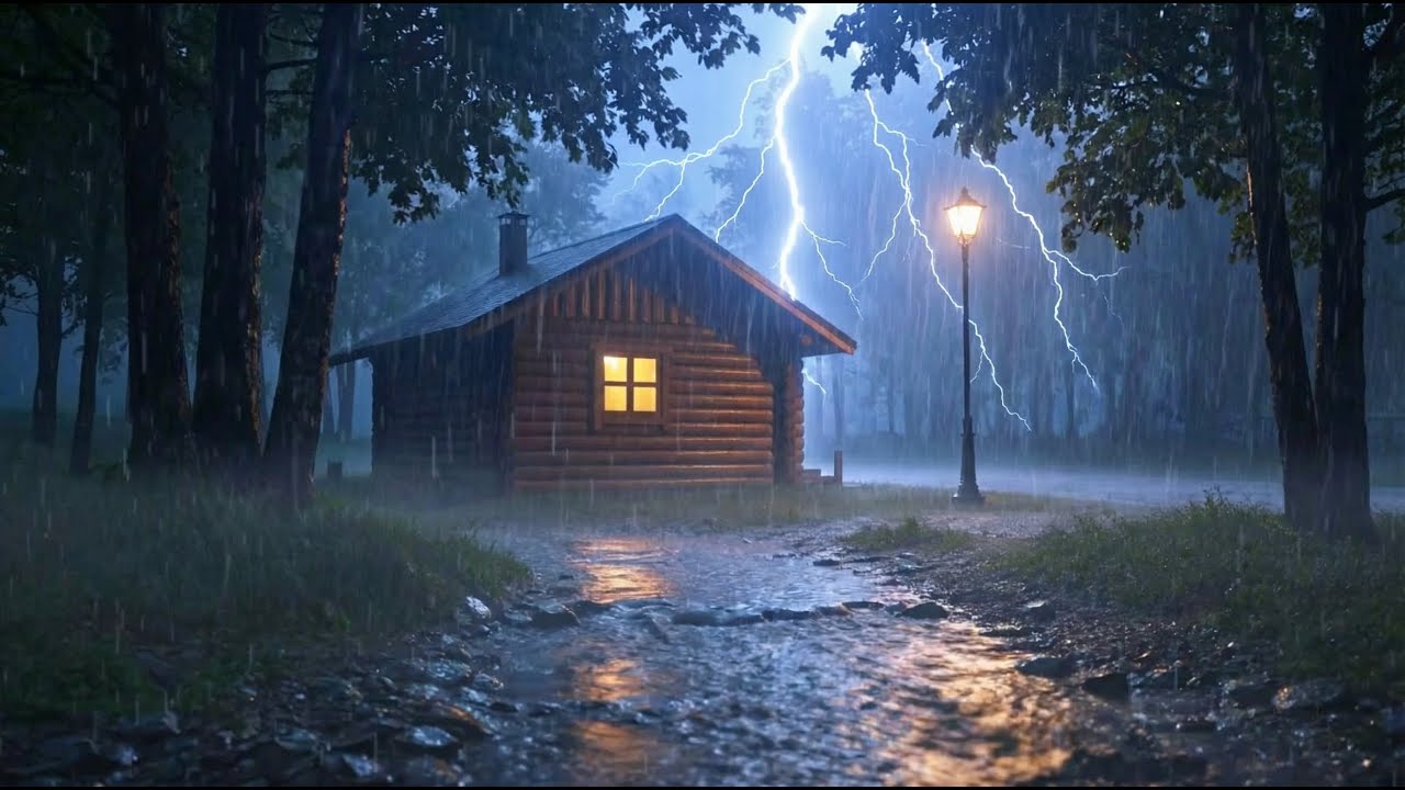 Heavy Rain & Thunder on a Forest Cabin ⛈️ | ASMR for Sleep & Relaxation (No Music)