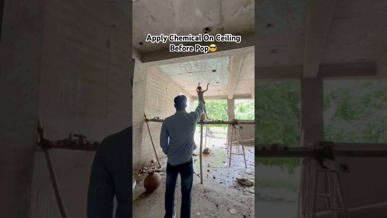 Apply Chemical On Ceiling Before Pop😎 #pop #civil #site #visit #construction #budegt #home #jaipur