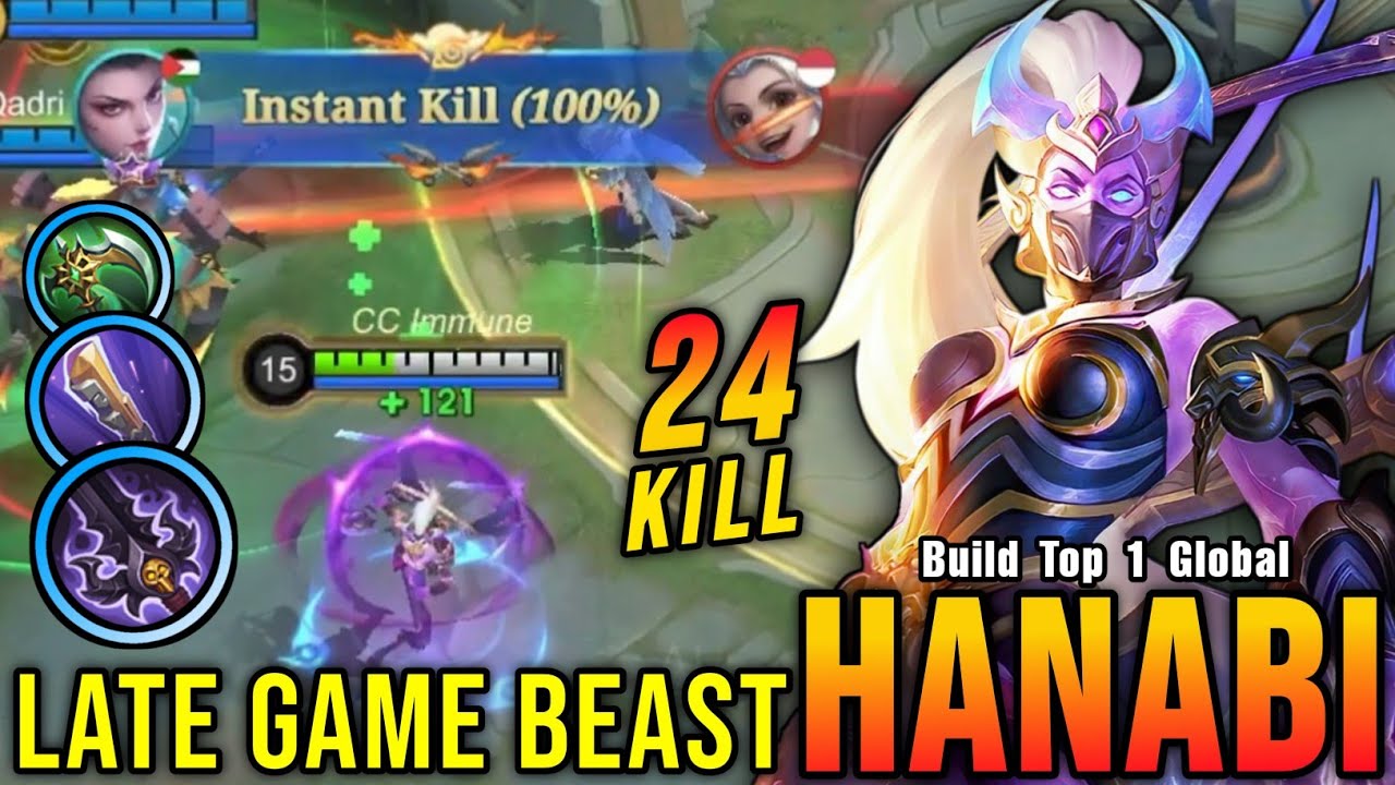 24 Kills!! Late Game Beast Hanabi 100% Instant Kill Build - Build Top 1 Global Hanabi ~ MLBB