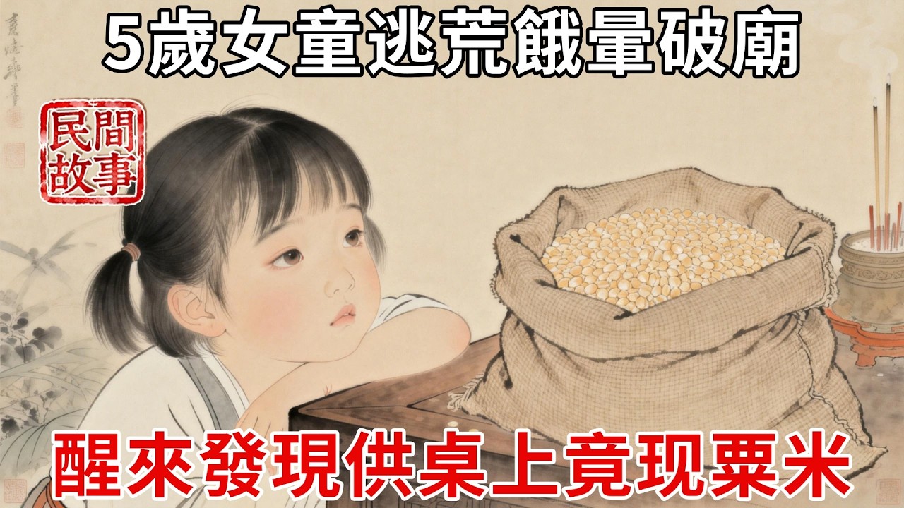大旱2年顆粒無收，5歲女童隨祖母逃荒餓暈破廟，迷糊中感覺有人餵飯，醒來發現供桌上有半袋粟米！石像開口：你們帶走！#民間故事 #傳統文化 #原創虛構 #華語有聲書 #槐樹下聽書