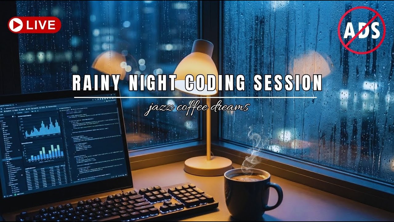 Rainy Night Coding Session 🌧️ Smooth Jazz Ambience for Deep Focus, Studying & Programming