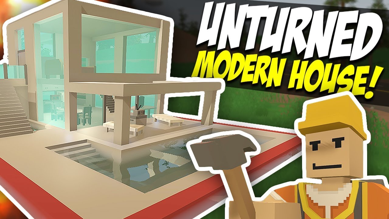 EPIC MODERN HOUSE - Unturned Build Tutorial! (Speed Build)