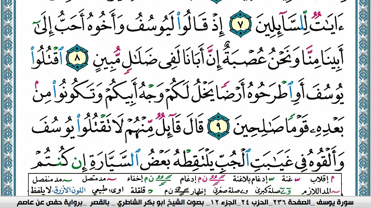 سورة يوسف مكتوبة ابو بكر الشاطري Surah Yusuf Abu Bakr Al Shatri