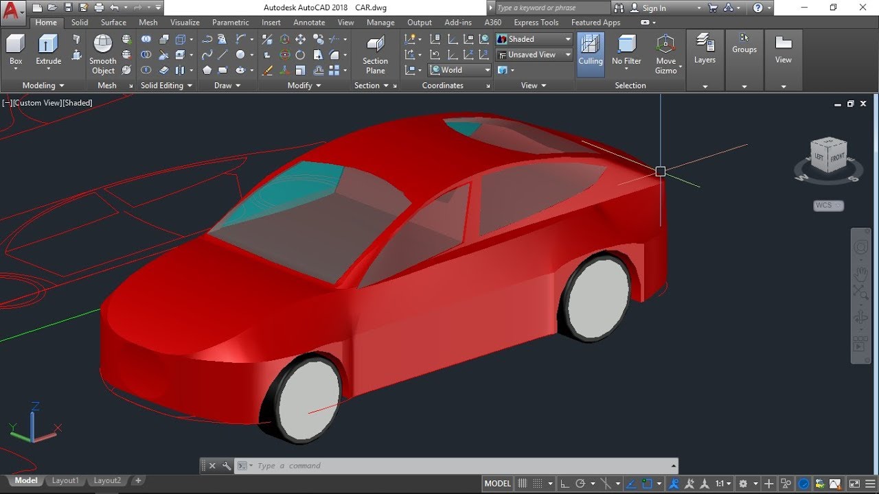 AutoCAD 3D, how to drawing car, 3D car Part #3