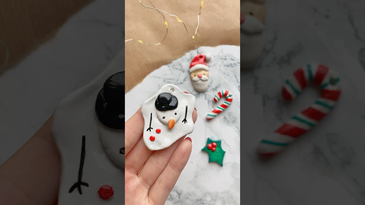 Cute Christmas ornaments from air dry clay⛄️🌟 #christmas #merrychristmas
