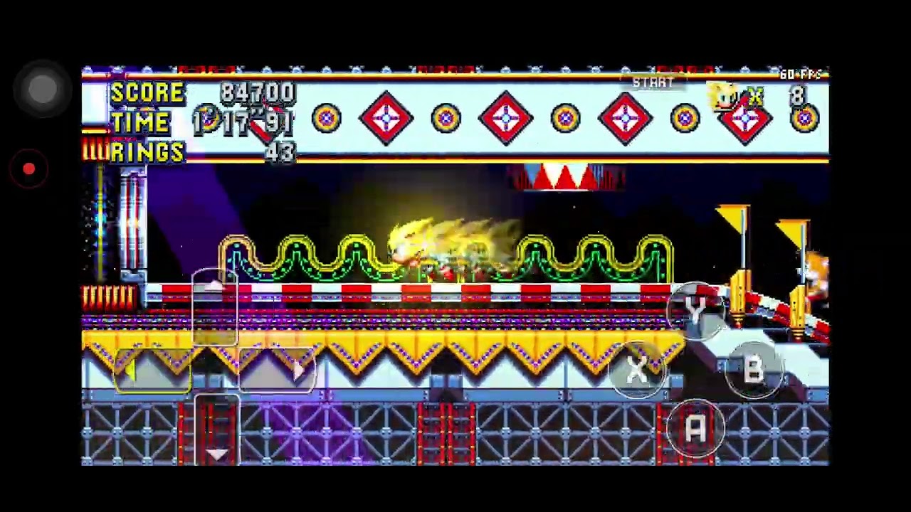 Jogando com sonic mania megamix v2 na zona 3 e 4