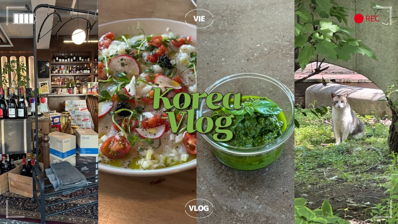 직장인 브이로그 | 가좍 생일 디너 앤다 바질 페스토 만드는 한국 일상